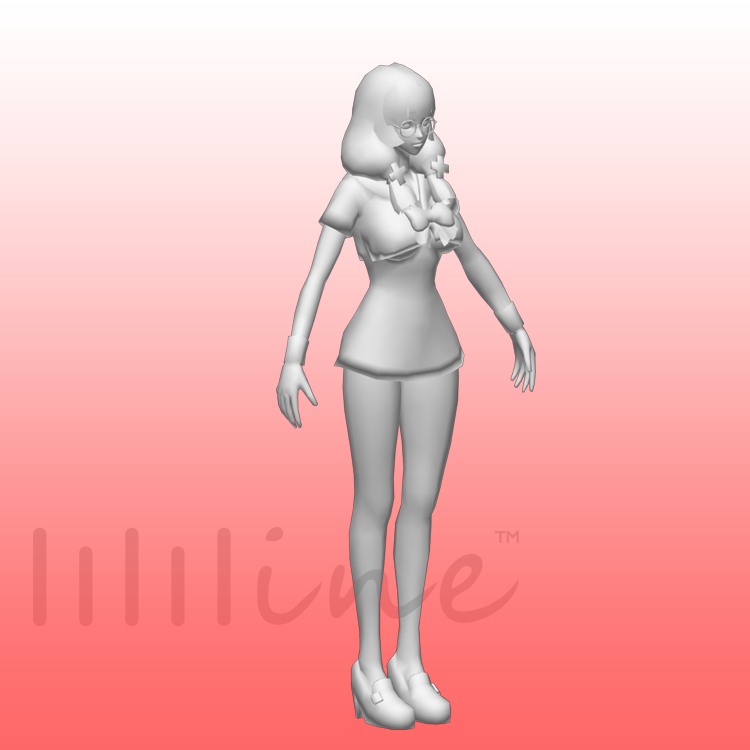 Pembe Kısa Etek Kız Kadın 3D Model 0048